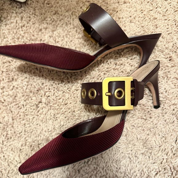 Authentic Dior burgundy technical fabric and leather mules heels - Picture 6 of 9